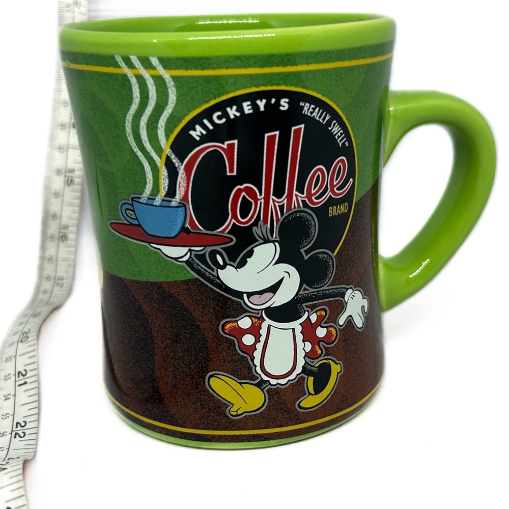 Disney Parks Green Coffee‎ Mug Mickey's Really Swell Coffee w/Minnie
